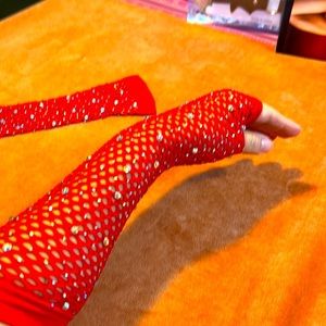 NWT Sext red Rhinestone Arm warmers